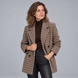Lara – Houndstooth Double-Breasted Coat